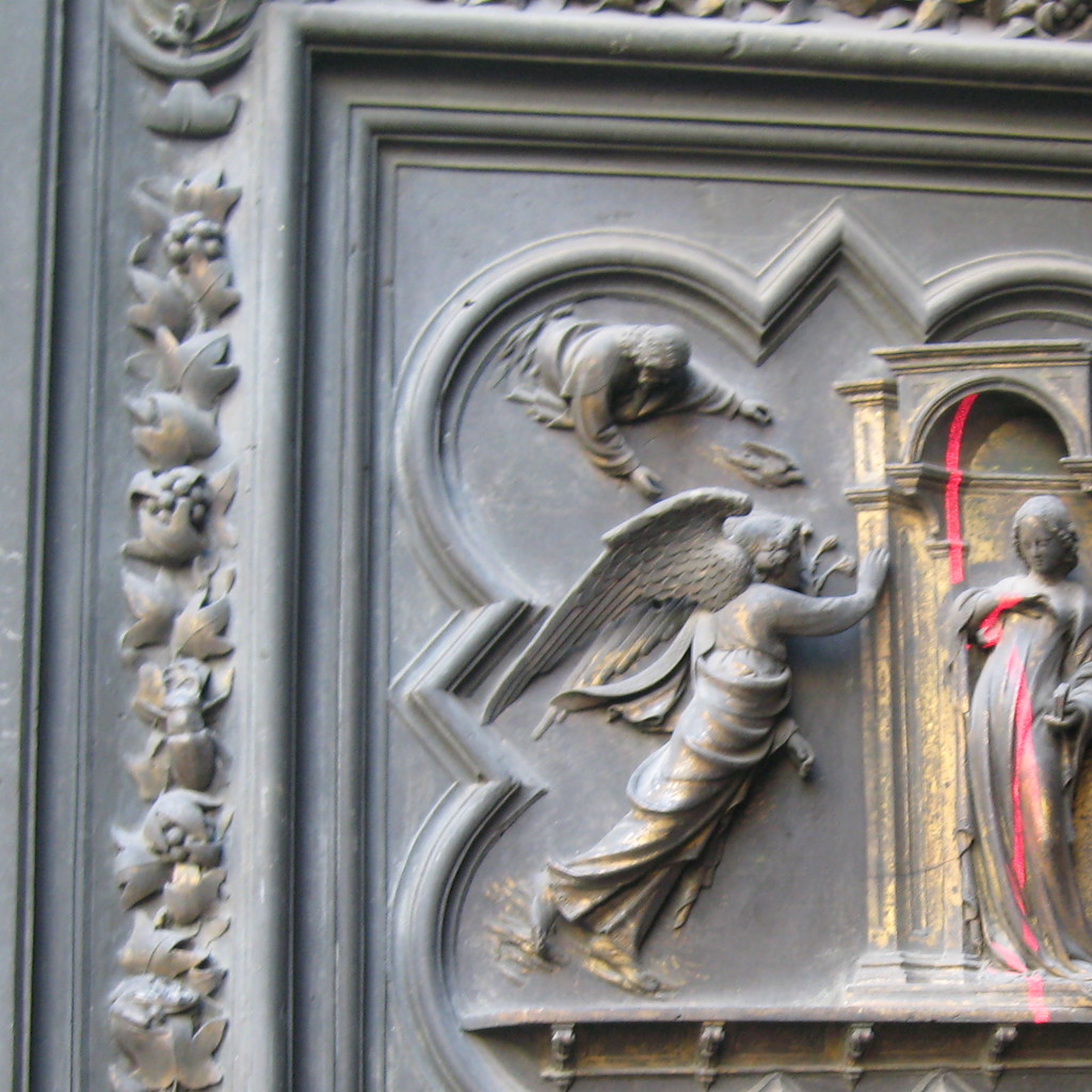 3D laser scanning of the original panel of the Annunciation - North Door